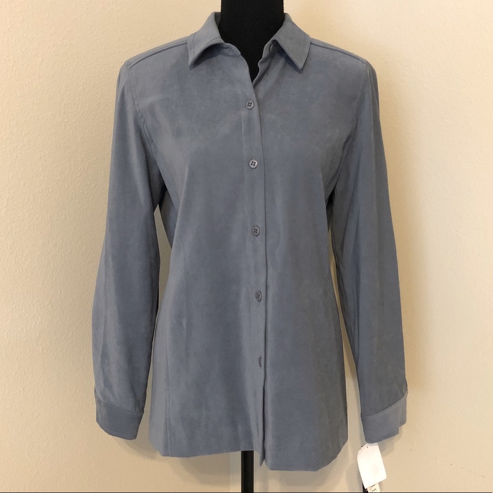 Blue Grey Polyester Shirt